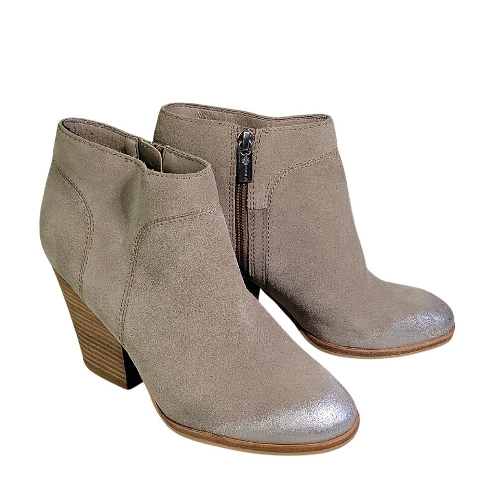 Isola Leather Ankle Boots Silver Toe Tipped Womens Size 7